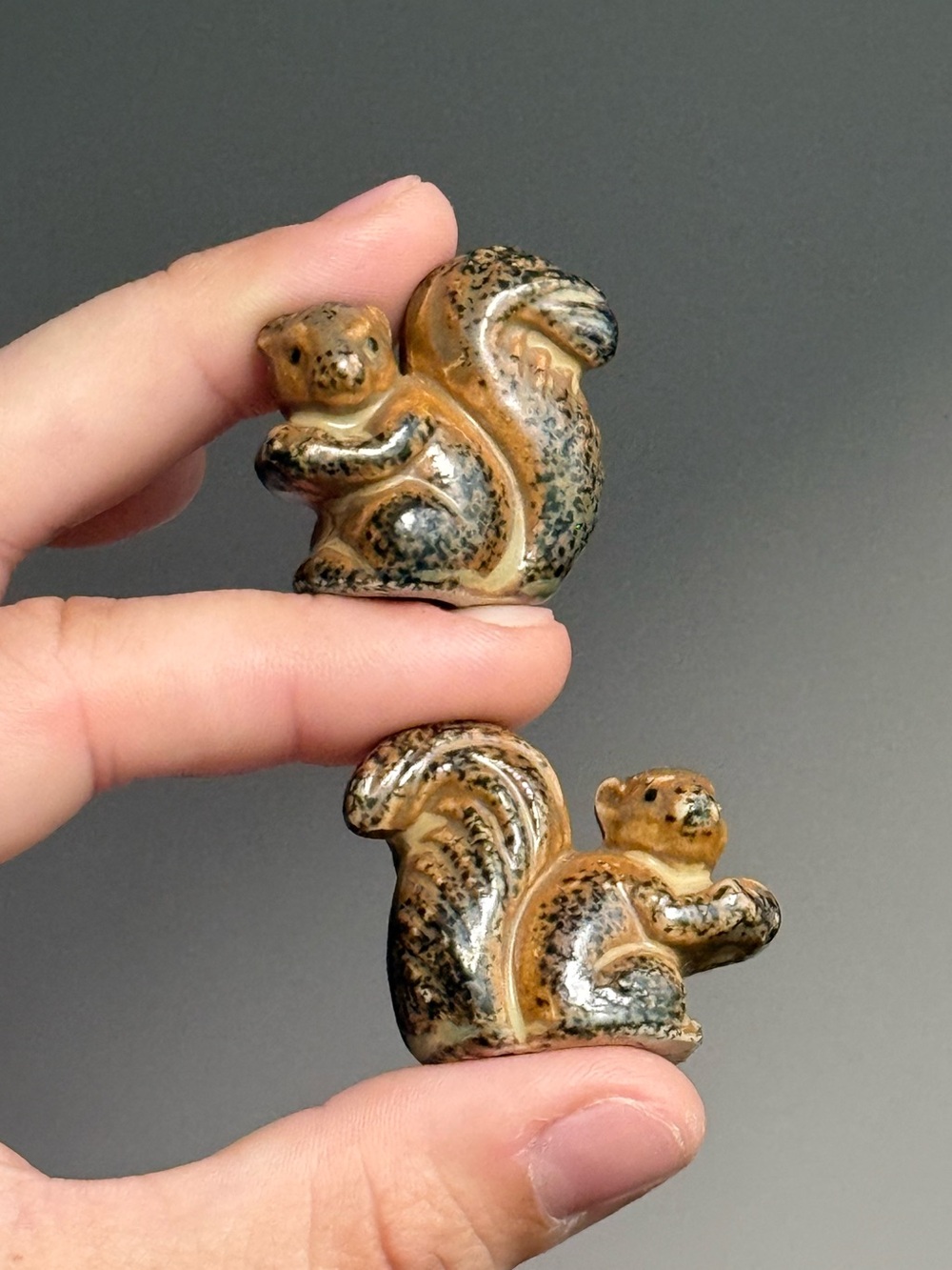 Set of 2 Squirrel Miniature Stoneware Figurines MCM Vintage Japan by Dickmal